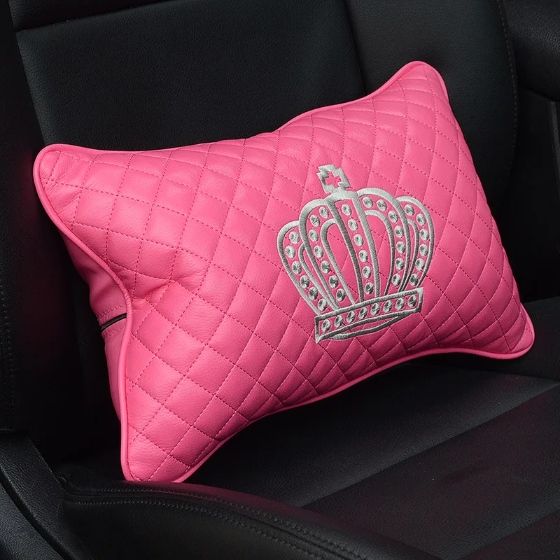 Auto piederumi interjera rozā meitenēm sieviešu ādas Vainagu pagalvi kakla spilvens pilnībā sērijas bmw e46 e60 e90 f10 vw golf