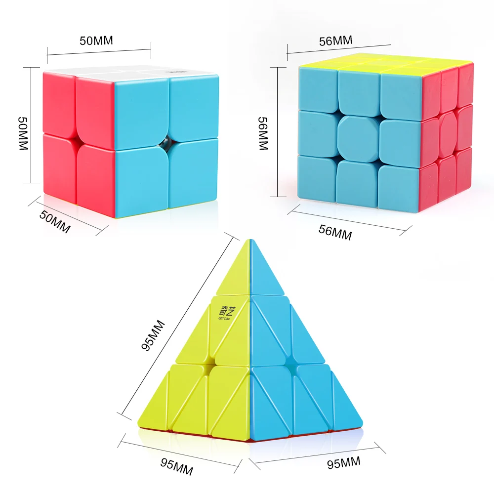 D-FantiX Qiyi Ātrums Kubu Kopums Stickerless Qidi S 2x2 Karavīrs W 3x3 Qiming Piramīdas Magic Cube Qiyi Cube Komplektā Puzzle Rotaļlietas Mazulis