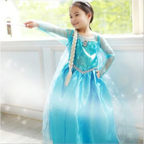 Jaunākās Ierašanās Baby Meitenes Bērniem, saldēti kostīms, Kleita Sniega Princese Queen Saģērbt bērnu puses Cosplay Tilla Kleita 3-8Y