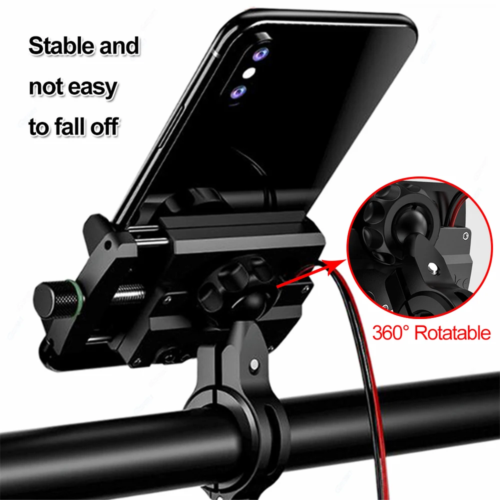 Āra Alumīnija Motociklu Tālruņa Turētājs 2.5 Ātrās Uzlādes USB Ūdensizturīgs 360 Grozāms Mobilais Turētājs 3.5-6.5
