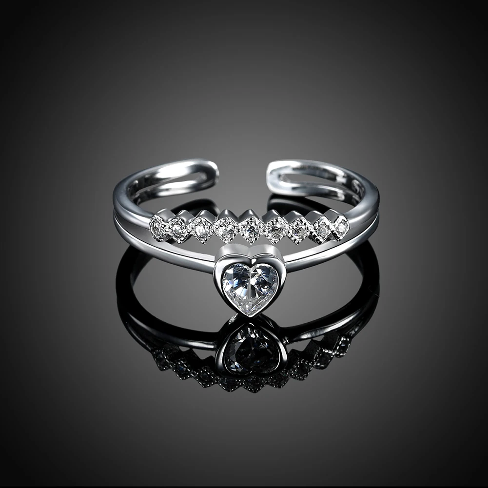 LEKANI Autentisks 925 Sterling Sudraba gredzens Gudrs Delikāts Stilu Regulējams gredzeni Sirds Akmens Zircon Iestatījumu Romantiska Smalkas Rotaslietas