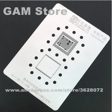 A11) CPU RAM brīva vieta BGA Trafaretu iPhone 8 8+ 8 Plus CPU RAM IC Reballing Pin BGA Lodēšanas Karstuma Veidni 0.12 mm Biezums Anti Bungas-up