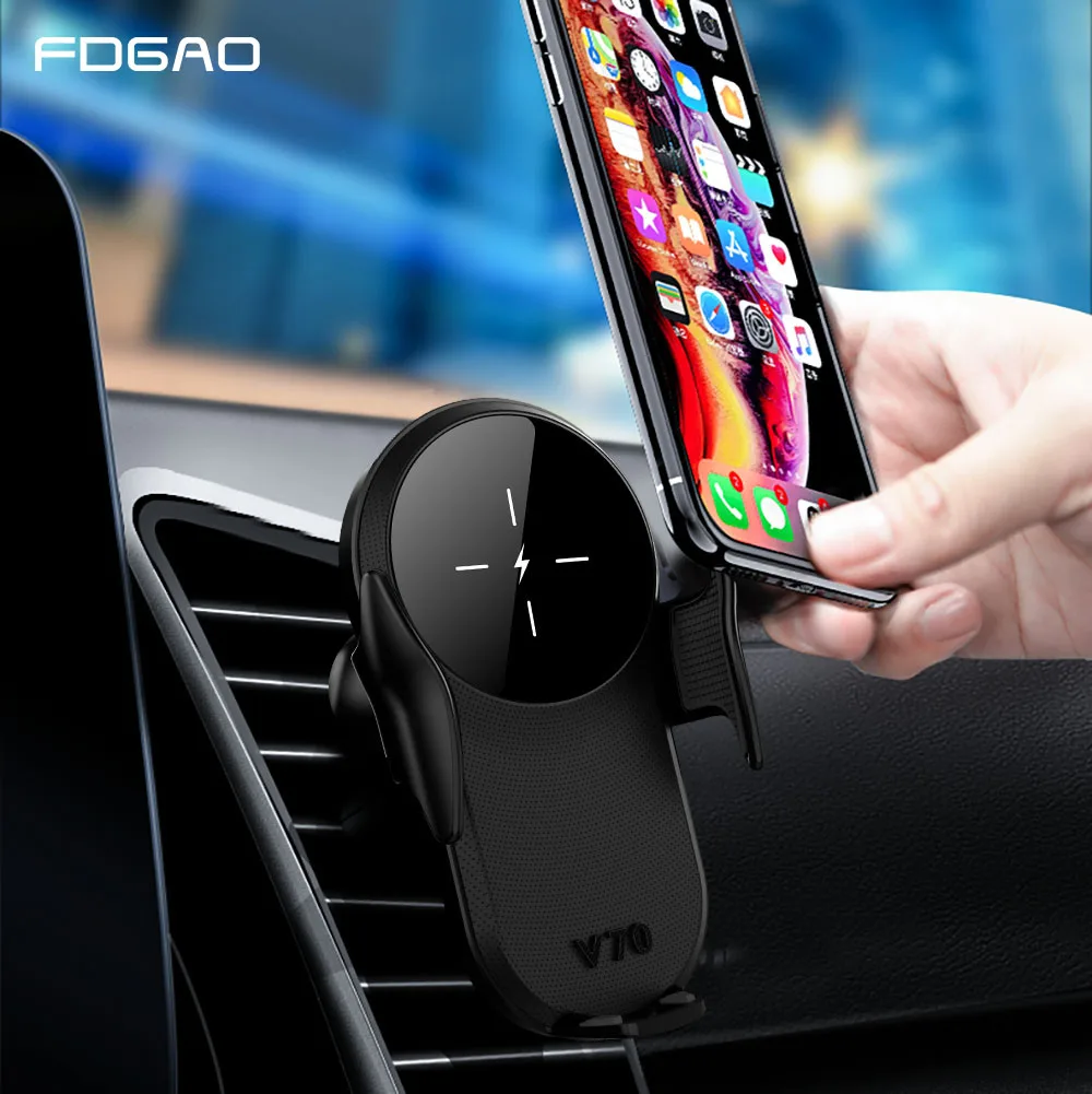 FDGAO 15W Automātiskās Spriegošanas Auto Bezvadu Lādētājs iPhone 11 Pro Samsung S20 Xiaomi Huawei Auto Telefona Turētājs Qi Fast Charger