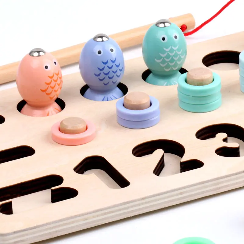 Montessori Matemātikas Agrīnās Izglītības Koka Celtniecības Bloki Digitālo Formu Atbilstošas Rotaļlietas Bērniem Izglītības Zvejas Rotaļlietas Bērniem