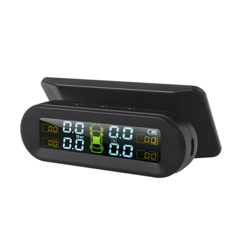 Saules USB Bezvadu TPMS Automašīnu Riepu Spiediena Monitoru Sistēma HD LCD Displejs 4 Ārējās Sensors Riepu Spiediena Temperatūras Brīdinājums