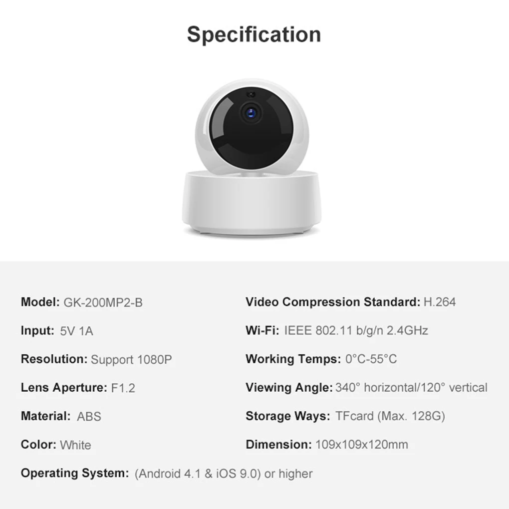 SONOFF GK-200MP2-B Wifi Kamera 1080P HD 2.4 G Bezvadu Nakts uzskata, 2-Way Audio Home Security Cam MUMS UK AU Plug