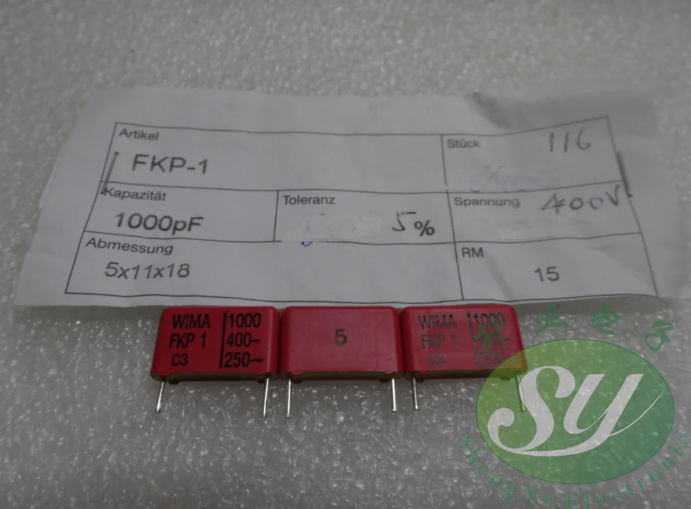 20PCS/50GAB WIMA FKP1 0.001 uF/400V 1.0 nf 1000pf 1n0 102 jaunu 15mm plēves kondensators BEZMAKSAS PIEGĀDE