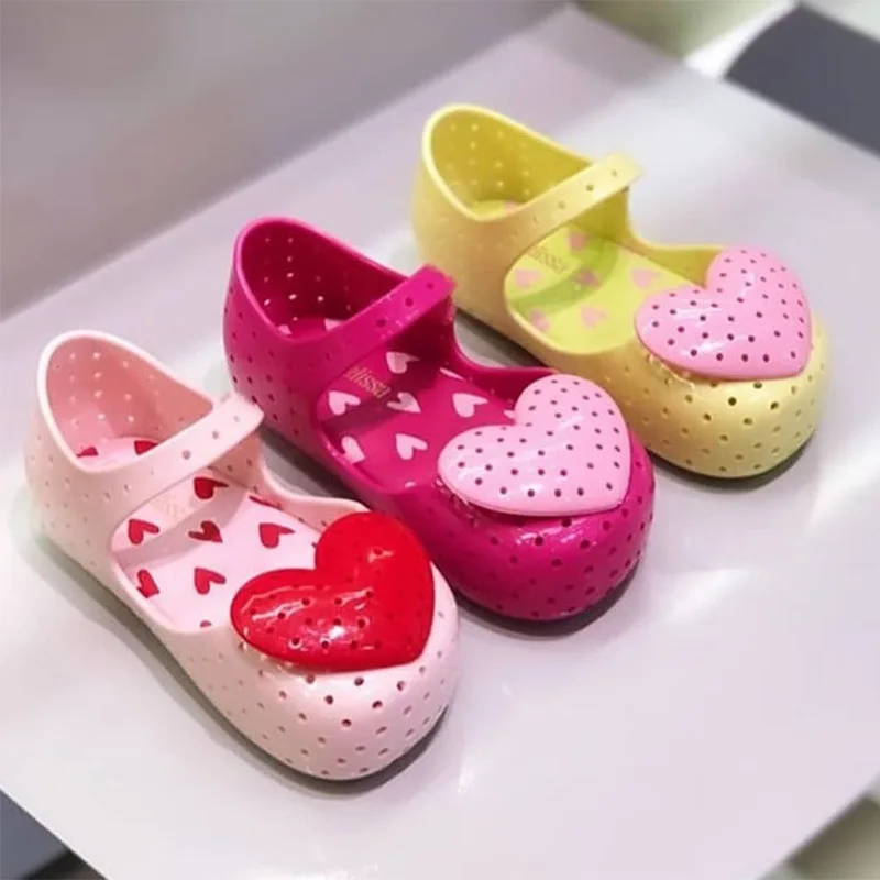 Mini Melissa Modes Meitenēm Konfektes apavi Bērniem Sirds Vasaras Bērnu sandales Bērnu valentīna Dienas mini melissa kurpes SH19099