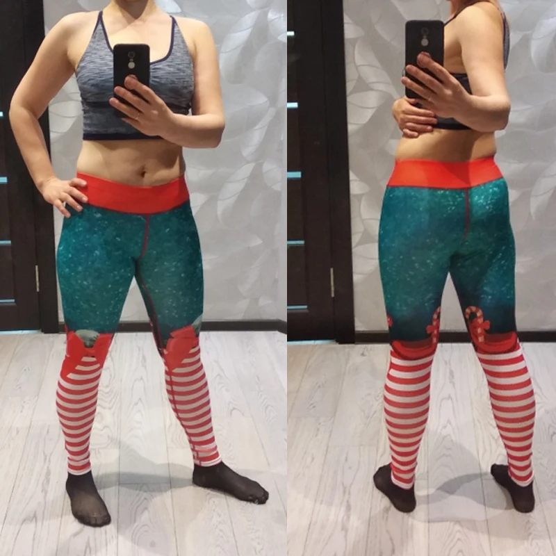 Ziemassvētku Bikses Ropa Mujer Fitnesa Zeķes Sievietēm Izdilis Augsta Vidukļa Elpojošs Treniņu Drukāt Stretchy Bikses Leggins Mujer