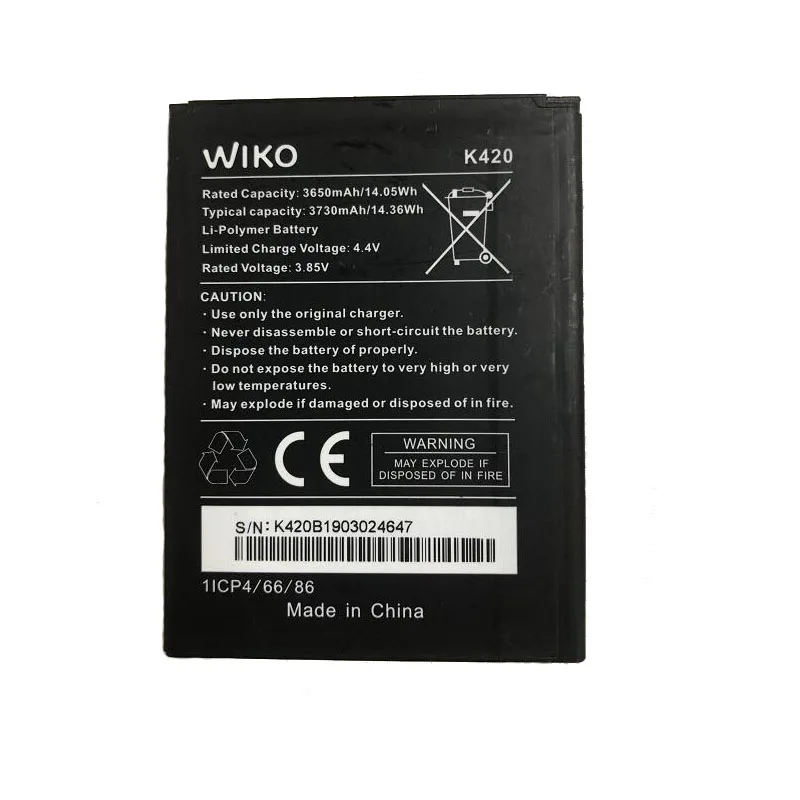 GeLar 3.85 V 3730mAh Wiko nomaiņa Mobilā Tālruņa akumulators K420
