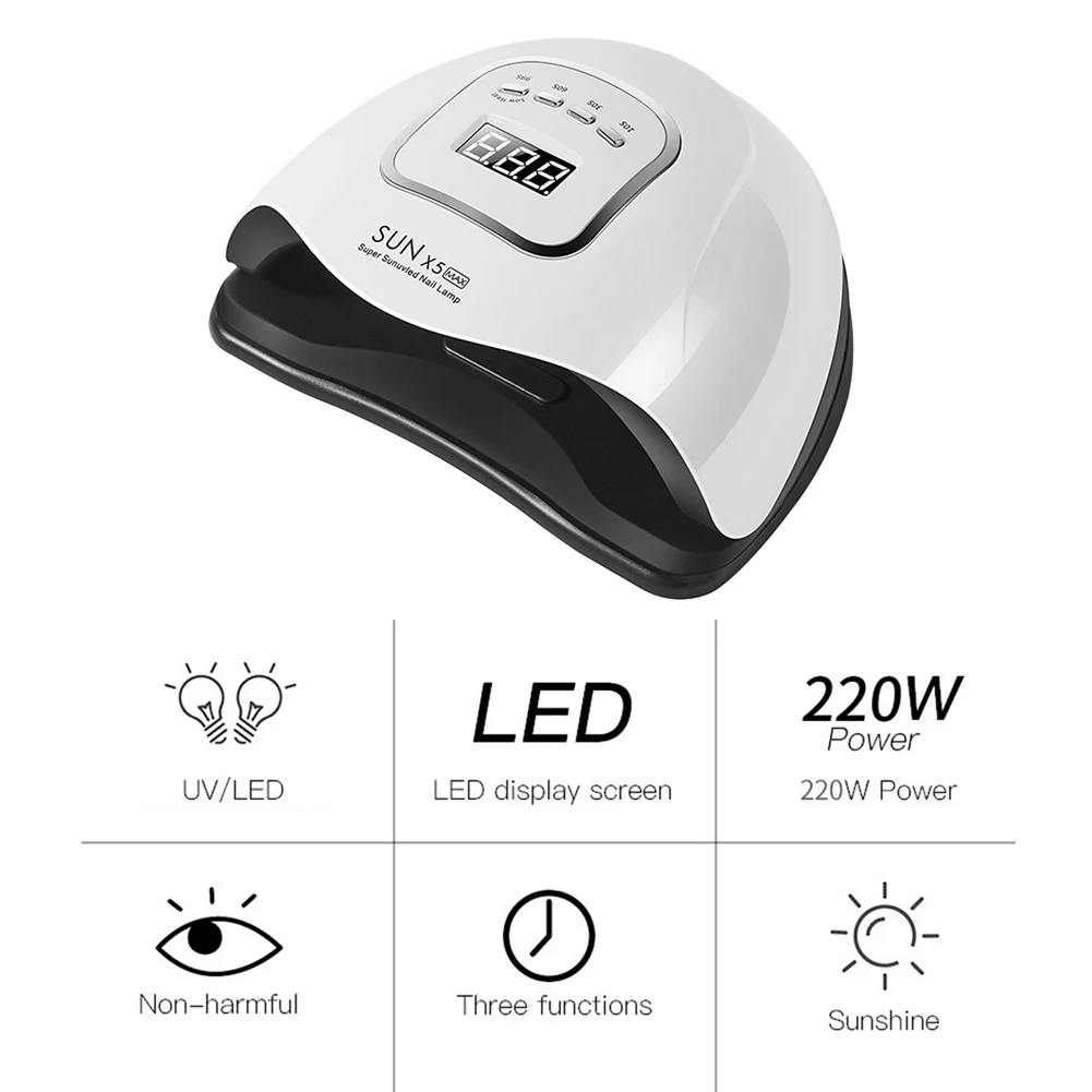 UV LED Nagu Žāvētājs 220W Gēla poļu Konservēšanas Lampa ar Taimeri LCD Displejs Quick Dry Fototerapijas Lampas Plastmasas LED Lampas Apkure