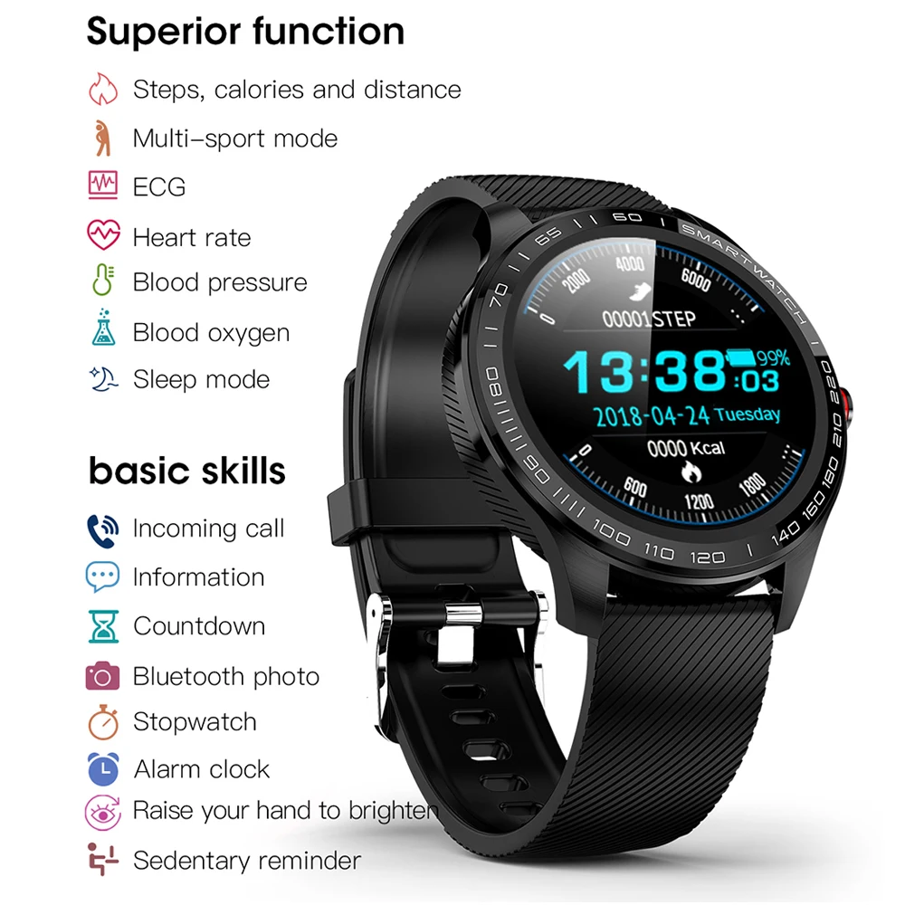 L9 EKG PPG Smart Skatīties Vīrieši Skābekļa sirdsdarbība Bluetooth Smartwatch IP68 Ūdensnecaurlaidīga Sporta Pulksteņi Vīriešu Sieviešu Asins Spiediens