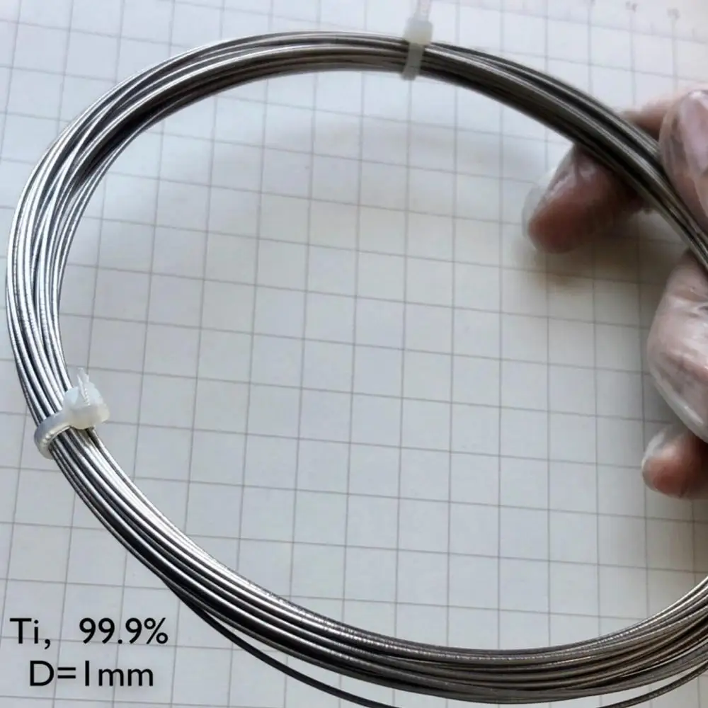 Tīra Titāna Stieples Metāla Ti Stieples 99.9% Tīrība Diametrs 1mm, Garums 1m