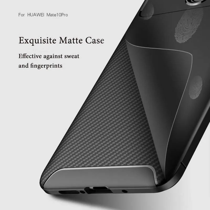 Phone Gadījumā Huawei Mate 10 Pro Gadījumā Oglekļa Šķiedras Matēts antidetonācijas Mīksto TPU Silikona Buferi Vāks Mate 10 Lite 20 30 Pro