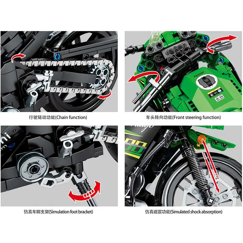JAUNAS Tehnikas Radītājs, Ninja 400 ABS Japānas Motociklu Sacīkšu Celtniecības Bloki Komplekti, Ķieģeļu Klasiskās Modeļu Bērniem, Rotaļlietas Bērniem, Dāvanu