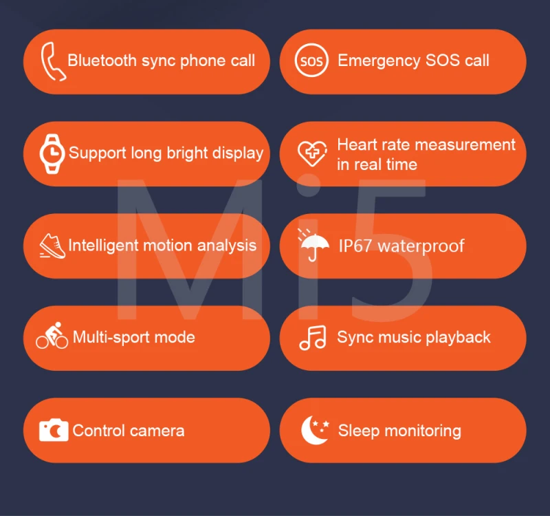 Bluetooth Smart Skatīties MI5 Smart Skatīties Aproce Bluetooth Sporta Zvanu Mūzika Kamera Kontroles Sirds ritma Monitors Fitnesa Tracker