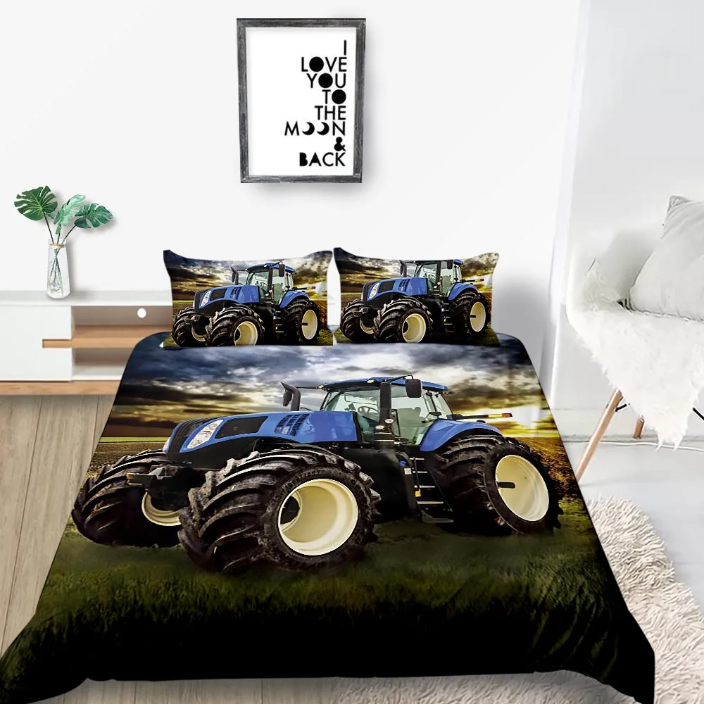 Karikatūra Gultas Komplekts Traktoru Modes Mīksto Mākslas Sega Sedz, Karaliene, Karalis Dvīņu Pilna Vienotā Dubultā Unikāla Dizaina Gultas Komplekts