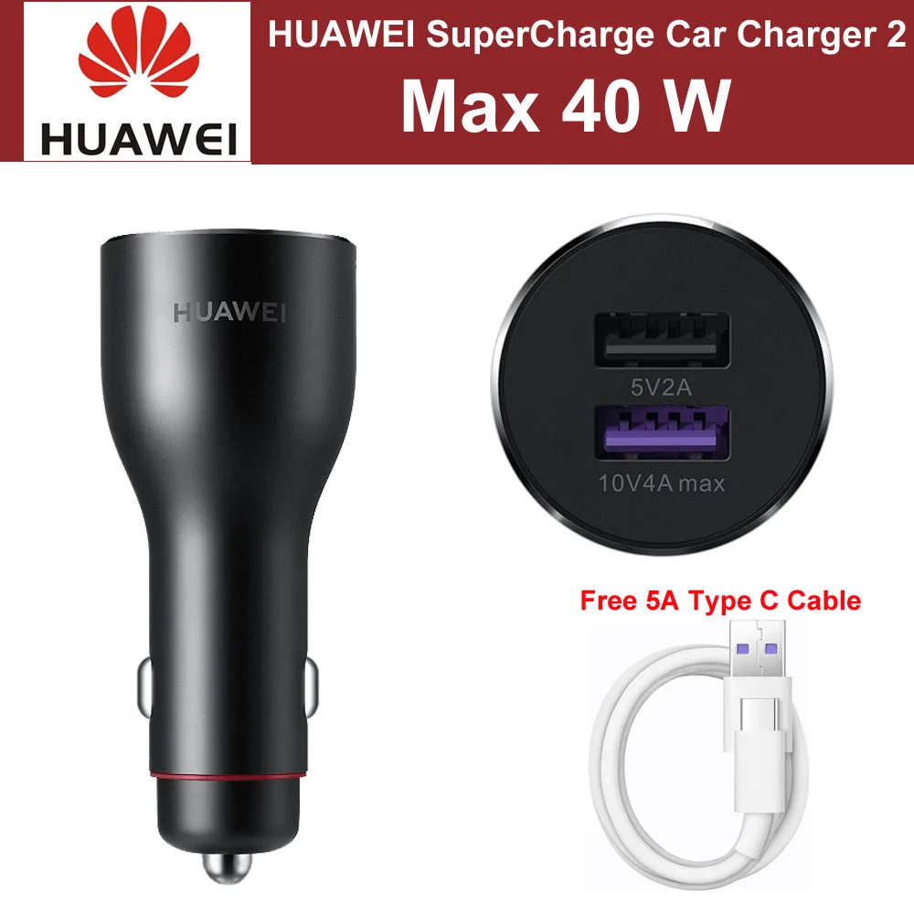 Sākotnējā HUAWEI Kompresoru Automašīnas Lādētājs Super Charge Ātri Charge10V 4A 40W MAX XIAOMI Samsung iphone OPPO VIVO, Viens plus