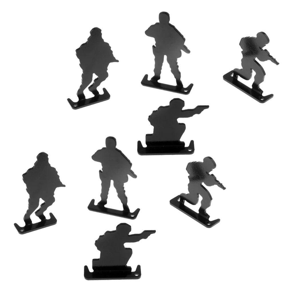 8pcs Metāla Šaušanas Mērķi Plinking Mērķa 4-Pozas Dizaina Mini Karavīri Siluets