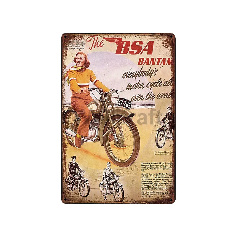[ WellCraft ] Izjādes Mehānisko BSA velosipēdu ducati Metāla Zīmes Classic Sienas Plakātu Plāksne Krāsošana Bārs Veikals Dekori 20*30 CM LT-1756