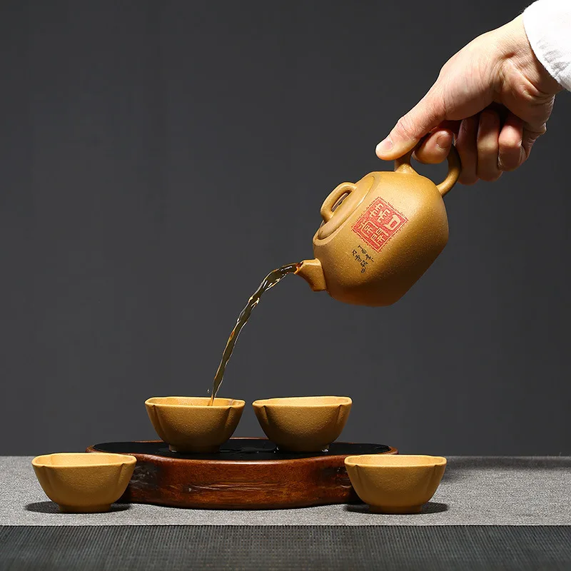 Smilšu tējkanna set set set tējas noteikt vairumtirdzniecības pielāgota burtiem neapstrādātu rūdu sadaļā māla sāls Zhongying visu hand-made tējkanna