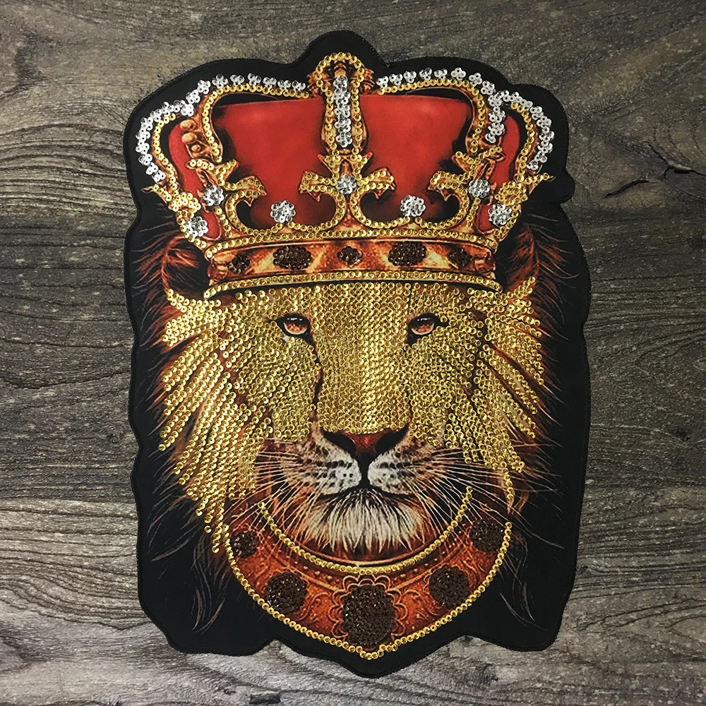 1GB Modes valdonīgs vizuļi big lion dzīvnieku aplikācijas drēbes plāksteris DIY apģērbu apdare, šūšanas piederumi
