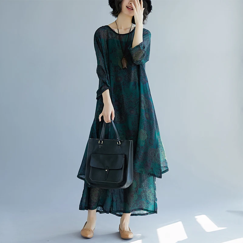 2019. gada Jaunās pavasara Modes Divas Gabals, kas Sieviešu Apģērbs, Kostīmi, Šifona Topi Brīvs+Plaša kāju bikses Sieviešu Ikdienas Set Suits