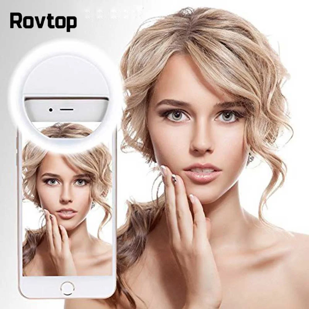 Rovtop USB uzlādes LED Selfie Ring Light for Iphone Papildu Apgaismojums Selfie Uzlabot Aizpildīt Gaismas Telefoniem