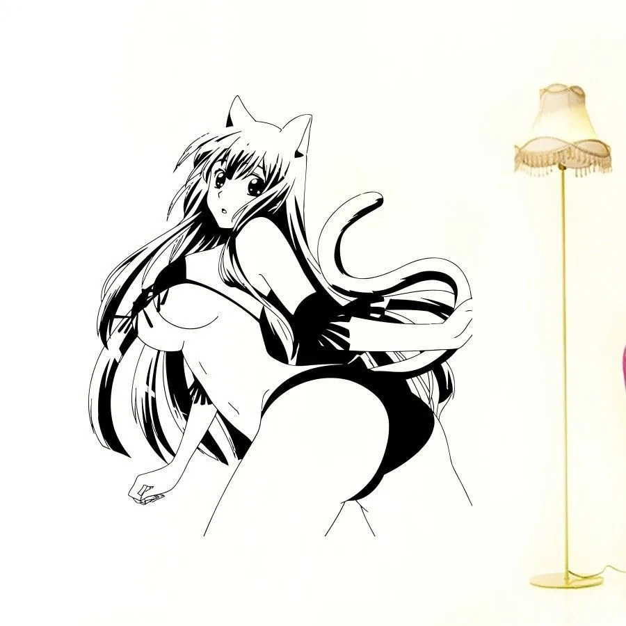 Japāņu Karikatūra Seksīga Meitene, Vinila Sienas Decal Anime, Manga Bikini Meitene Sienas Art Sienas Uzlīmes, Home Dekorēšana Guļamistaba Dekori D743