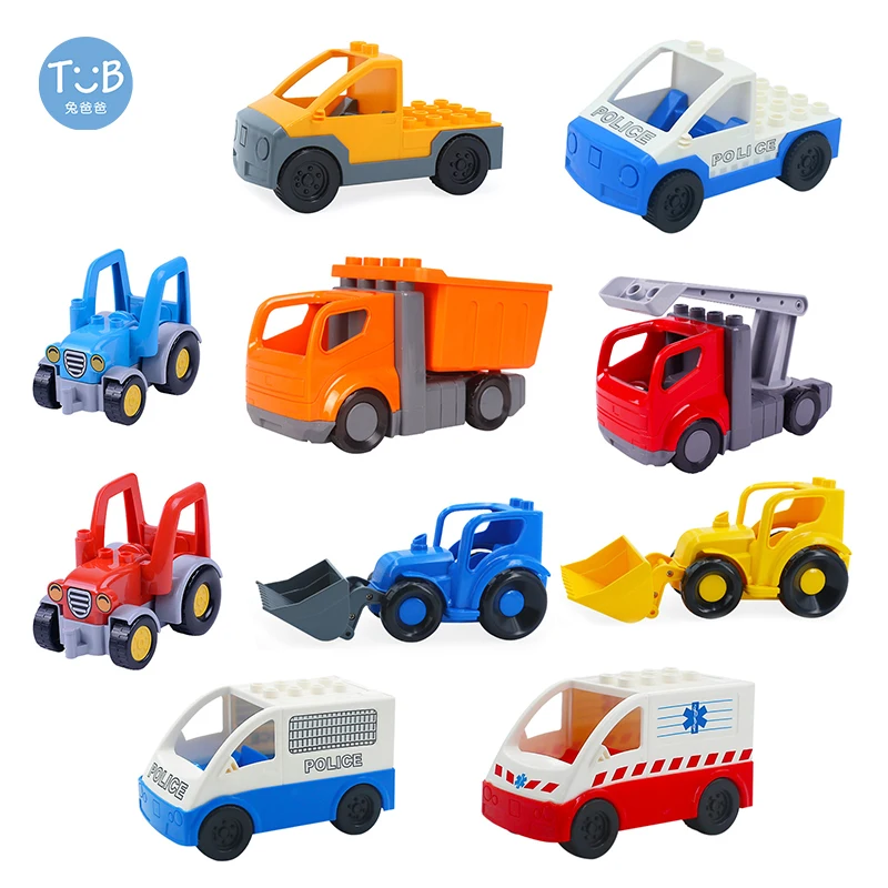 Lielo Izmēru Ķieģeļu Saderīgu Duplo Auto Daļas, Auto Piederumi neatliekamās medicīniskās palīdzības Dump Truck Pacēlāju Pilsētas bloki DIY Daļas, Bērniem, Rotaļlietas, Dāvanu