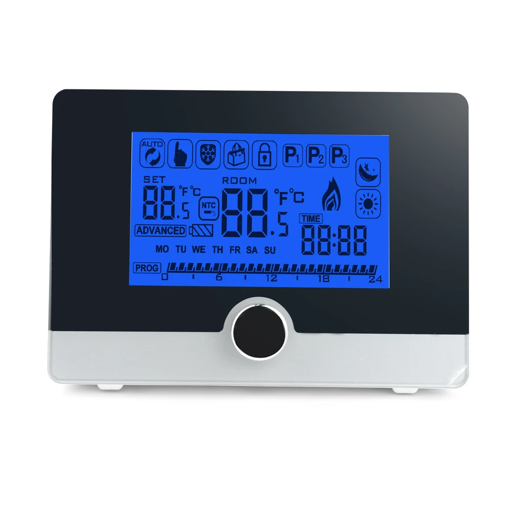 Telpas termostats Gāzes Katlu Termostat Zemgrīdas apkures Termostats Digitālais pie Sienas stiprināmie akumulatora programmējams Melna balta