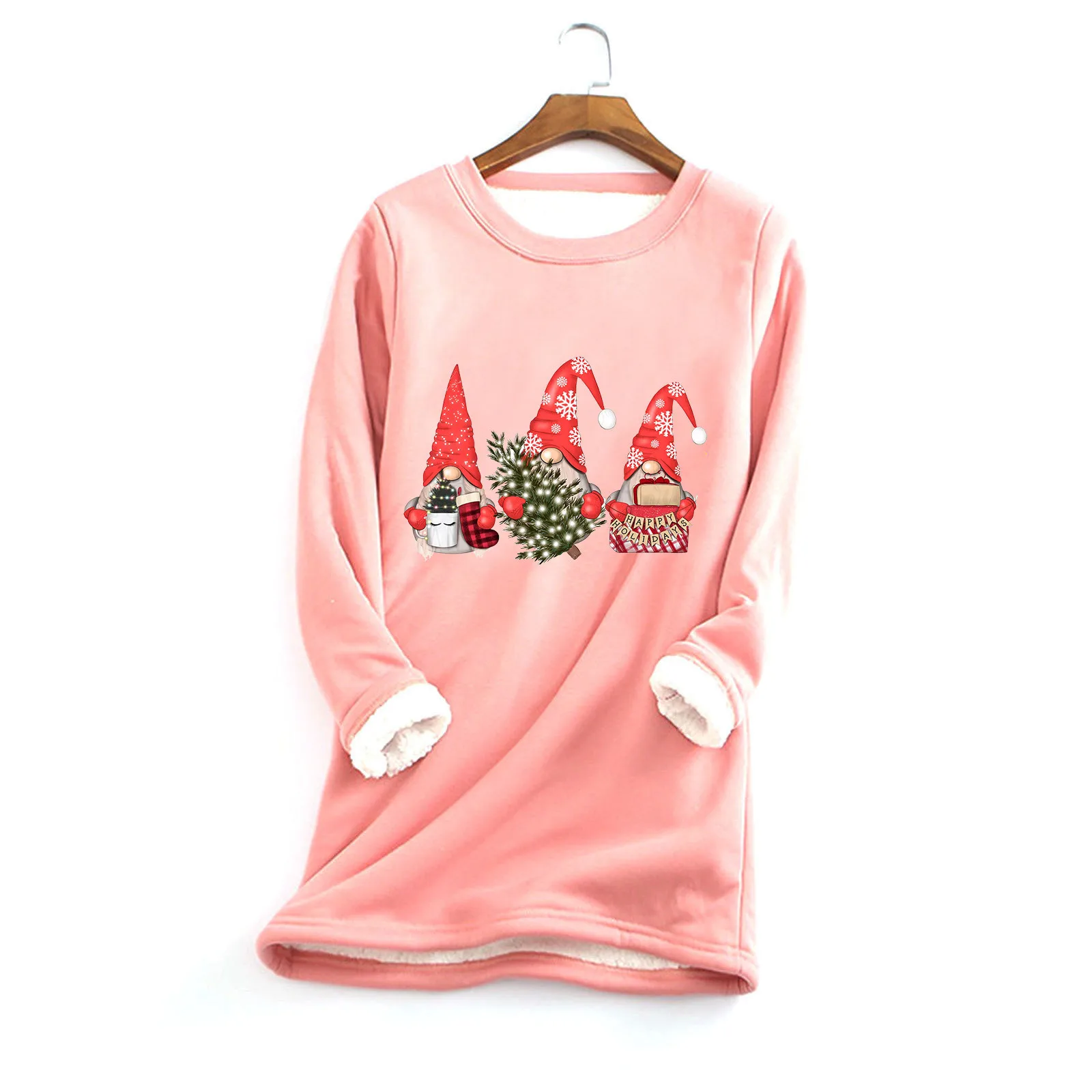 Ziemassvētku Drukāt Blūze Sievietēm Bieza Vilnas Drukāšanas sporta Krekls Silts O-veida kakla Apakšveļa Top Harajuku 3xl Plus Liela Izmēra Blusas