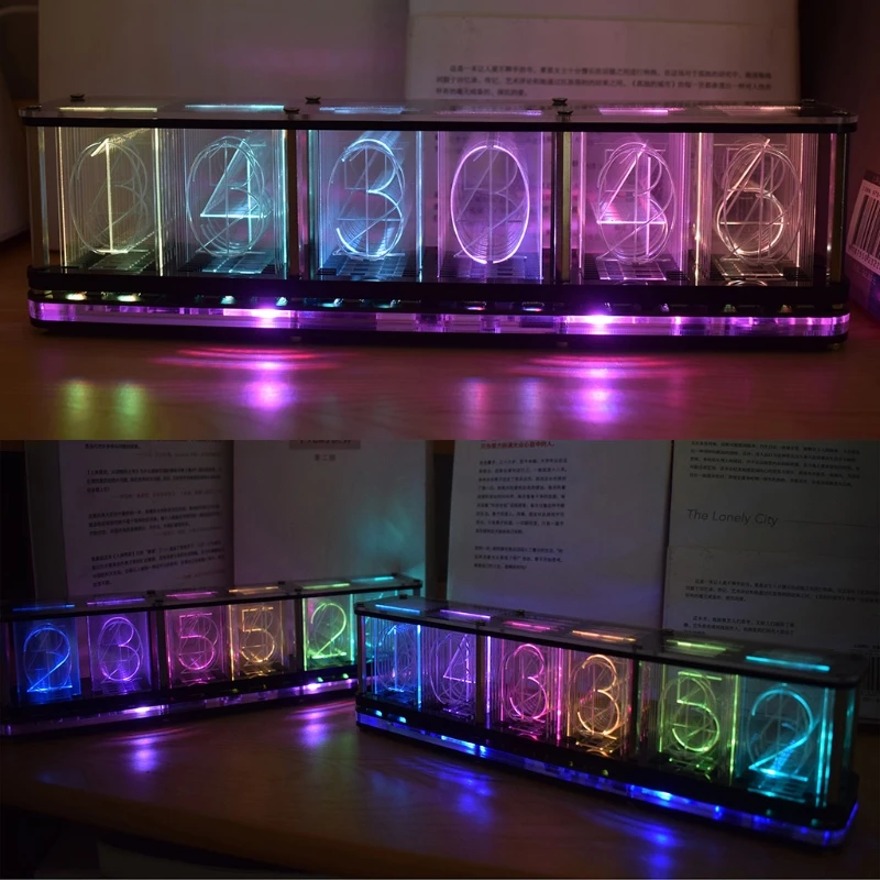 Laiks Caurules Mirdzumu Caurules Kvazi-spīd Caurules Pulksteni LED Digitālo Pilnu Krāsu RGB Nakts Gaisma Bārs Atmosfēra Pulkstenis Mājas Apdare Dāvanu
