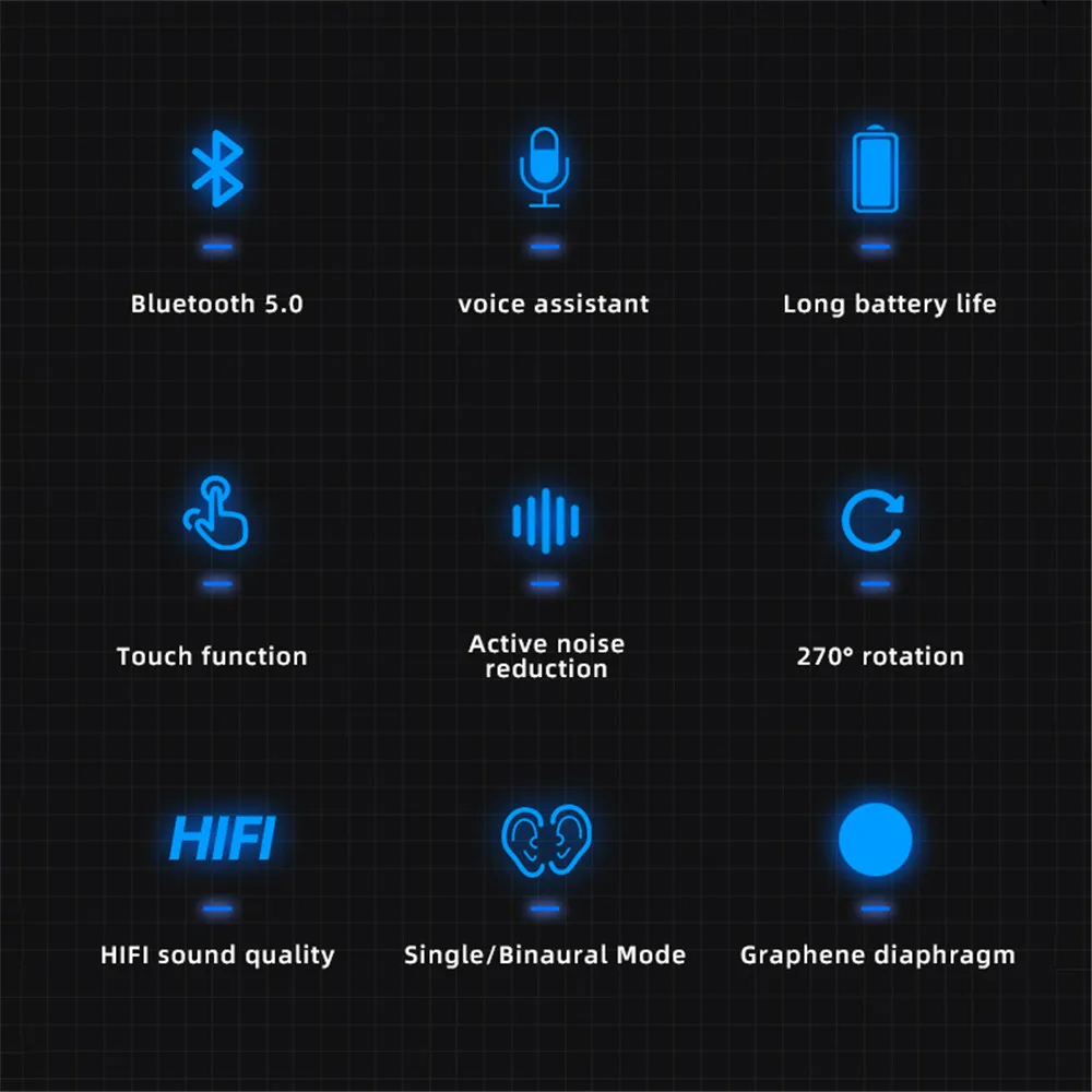 Bezvadu Bluetooth Austiņas Brīvroku sistēma HIFI pirkstu Nospiedumu Touch Karājas Ausīs Austiņas iPhone Xiaomi Ūdensizturīgs pie Auss liekamā daļa