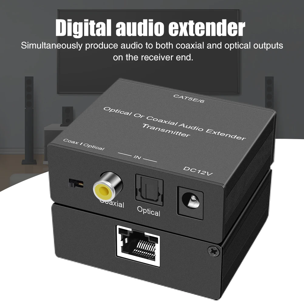 Black Digitālā Audio Extender Koaksiālie Optiskie 5.1 Channel Barošanas Alumīnija Dolby Home Pārraides Signāla Pastiprinātājs Portatīvo
