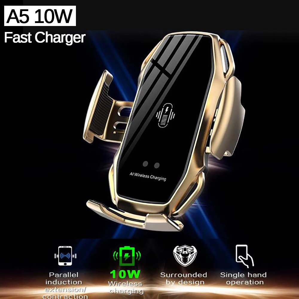 A5 10W Bezvadu Automašīnas Lādētājs Automātiskās Spriegošanas Ātra Uzlādēšana Tālruņa Turētājs Mount Automašīnas iPhone 11 Huawei, Samsung Smart Phones