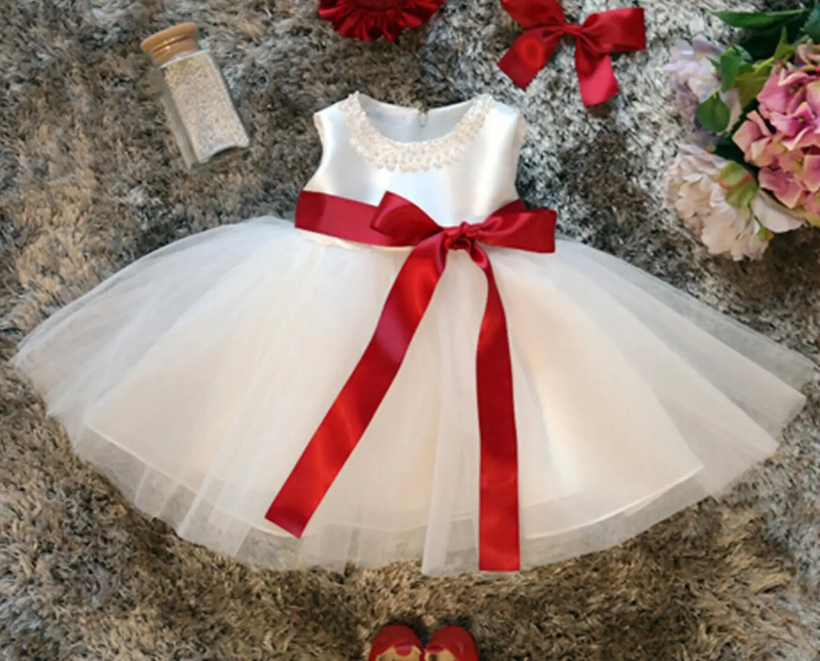 Nicoevaropa Baby Girl Jaundzimušo Kleita Toddler Kristību Kleita Baltā Tutu Kleitas Meitenēm Dzimšanas Dienā Zīdaiņu Ceremonijas Drēbes