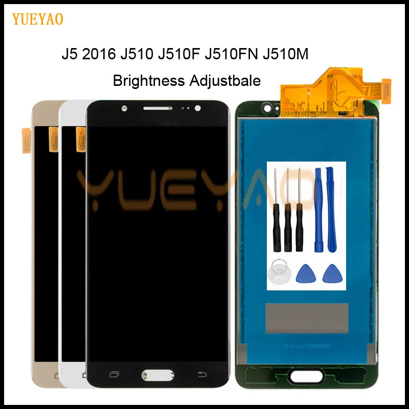 Varat pielāgot spilgtumu LCD Samsung Galaxy J5 2016 J510 J510F J510M J510Y J510G LCD Displejs, Touch Screen Digitizer Montāža
