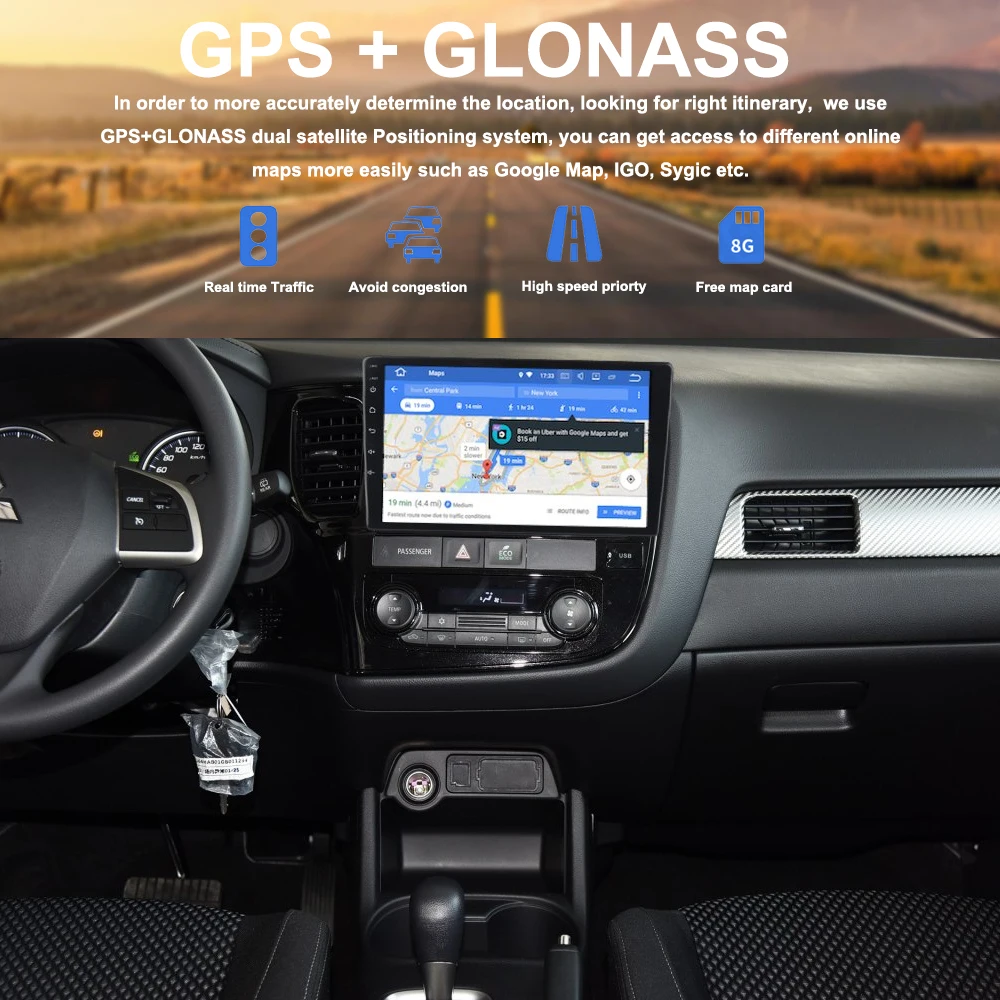 Automašīnas 2 din android GPS Mitsubishi Outlander 2013. - 2018.gadam auto radio navigācijas galvas vienības multivides 4Gb+32Gb 64bit PX5 8-Core