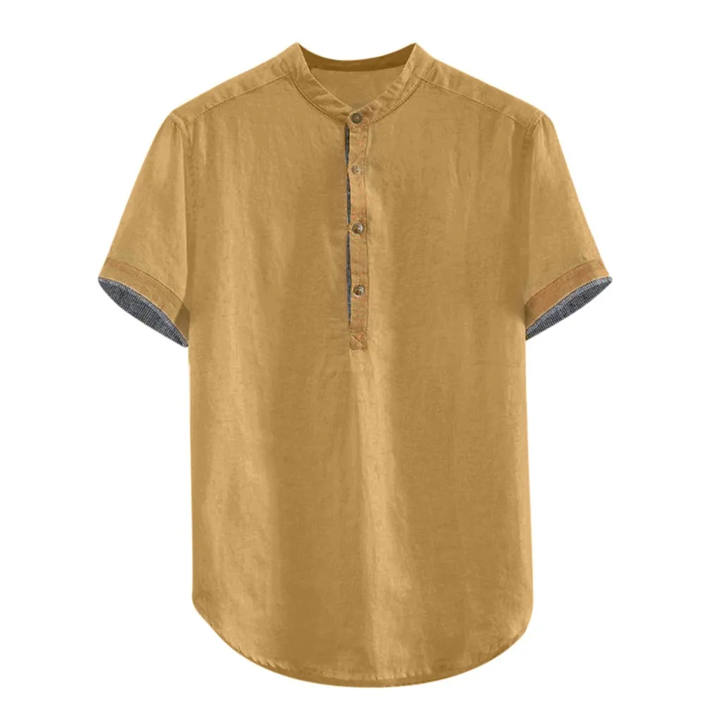 2020. gada Vasaras Vīriešiem Baggy Cietā Kokvilnas Veļu, Īsām Piedurknēm, Pogu Plus Lieluma Krekls Topi Blūze M-3XL havaju camisa masculina