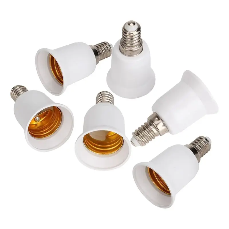 LED spuldzes Plastmasas adapteris LED Spuldzes, Rozetes Pārveidotājs Spuldzes, Gaismas DIOŽU Spuldzes Plastmasas Adapteri, E14, lai E27, 6 Gabali