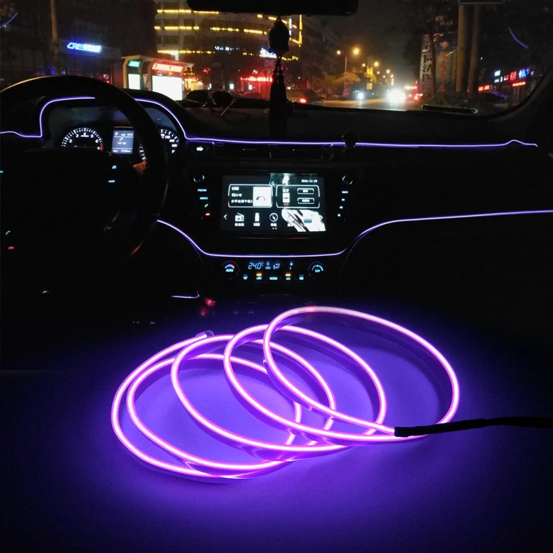 Auto salona Apgaismojums Auto LED Lentes Vainags EL Wire Neona Gaismas, Audi A4 A3 Q5 Mercedes Benz W211 W204 W212 BMW E39 E46 E60