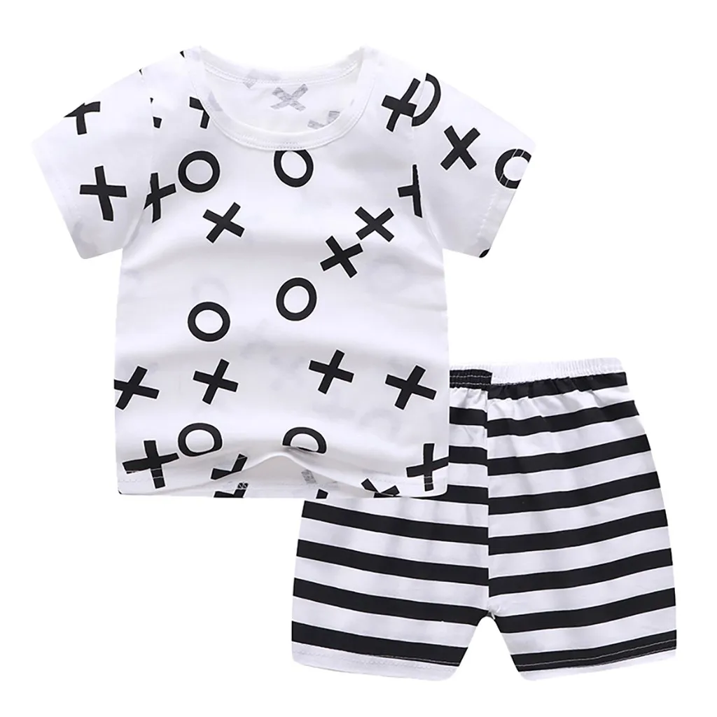 Vasaras Toddler Bērnu Baby Zēni Meitenes Īsām Piedurknēm Cute Karikatūra Topi Krekls+Bikses Tērpiem Komplekts T-krekli Bērnu Ikdienas Valkāšanai Bērniem