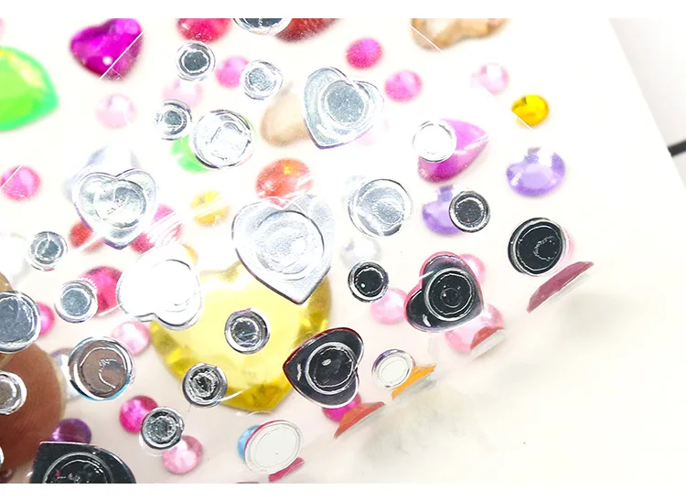 5 Loksnes Sirds formas uzlīme DIY Decal Mobile Art Crystal Diamond Rhinestone pašlīmējošās Scrapbooking Uzlīmes Bērniem 
