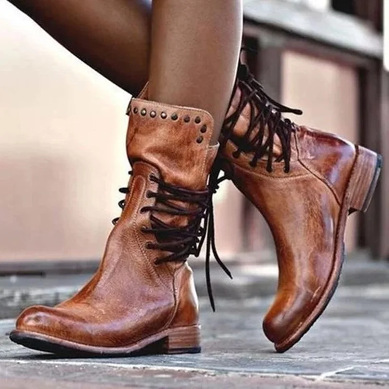 Panku stils cross-neizšķirts pu ādas potītes zābaki sieviešu motociklu zābaki chunky papēži ikdienas apavi apaļu purngalu platforma sieviešu boot