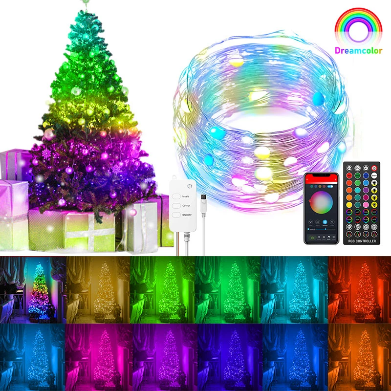 Ziemassvētku LED String Light wi-fi/Bluetooth Tālvadības Saderīga Ar Alexa, Google HOME Ziemassvētku Rotājumi 5/10M