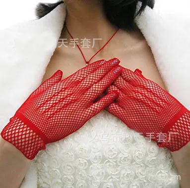 12pc / Daudz Melna balta sarkana Sexy lady Disco deju kostīms puse mežģīnes pirkstu fishnet acs īsās cimdu vairumtirdzniecība