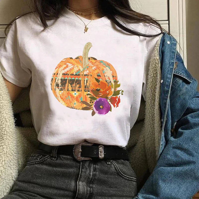 Sieviešu Print Drēbes Lapu Mujer Camisetas Vintage Ķirbju Gada Rudenī, Rudenī Halloween Dāmu T-Veida Topi, Sieviešu T Krekls, Sieviešu T-Krekls