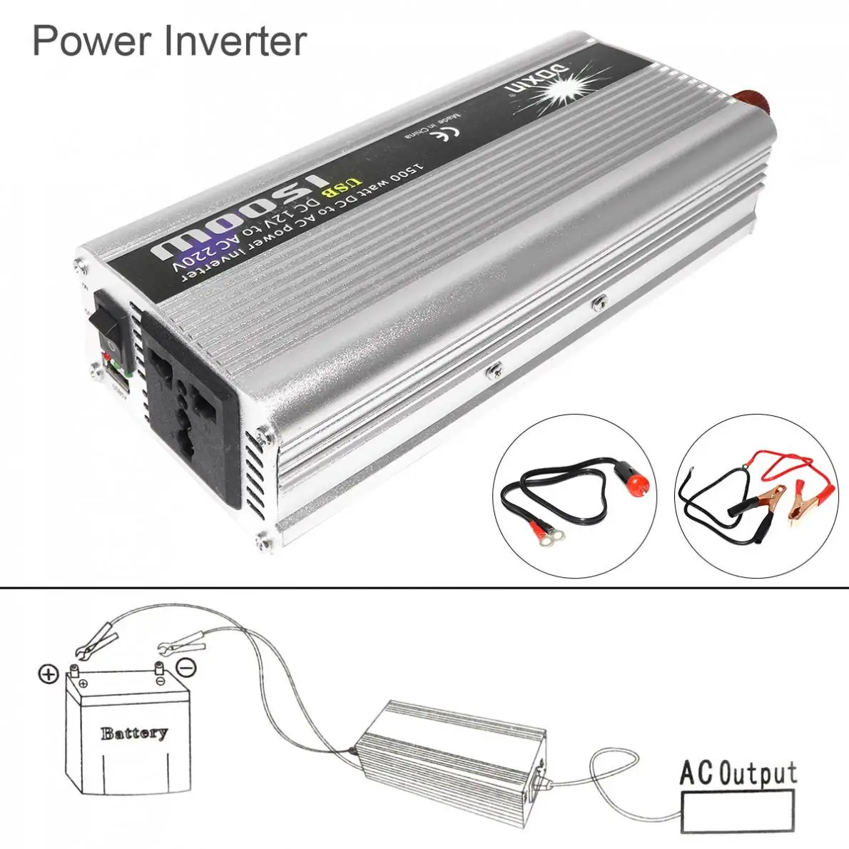 1500W Car Power Inverter DC 12V 24V uz AC 110V, 220V USB Strāvas Lādētāja Pārveidotājs Car Inverter Maksimālā Jauda 3000W