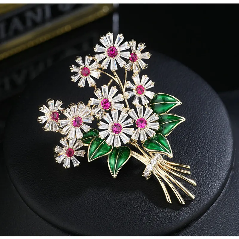 SINZRY Hotsale Kubikmetru zircon mikro bruģēts daisy ziedu broša pin dāma epoksīda uzvalks rotaslietas piederumu